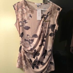 NWT Calvin Klein fancy blouse with gold symbol